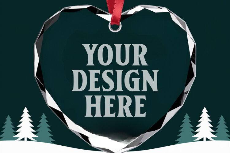 Christmas Heart Glass Ornament Mockup | Hanging Holiday Orna example image 1