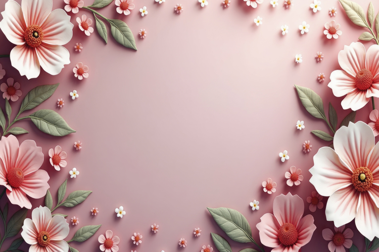 Pink Floral Border Background