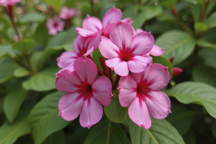 Pink Flower With Leaves Background