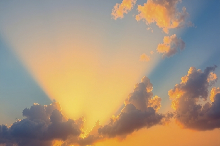 Blue Sky With Sun rays Background