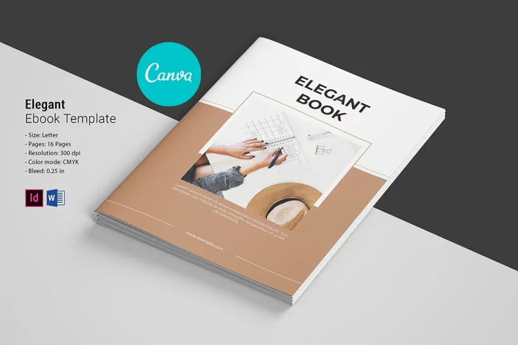 Elegant Ebook Template, Canva, Indesign and Ms Word Template