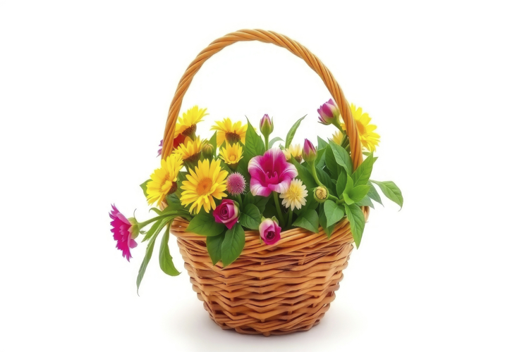 Colorful Flower Basket Background