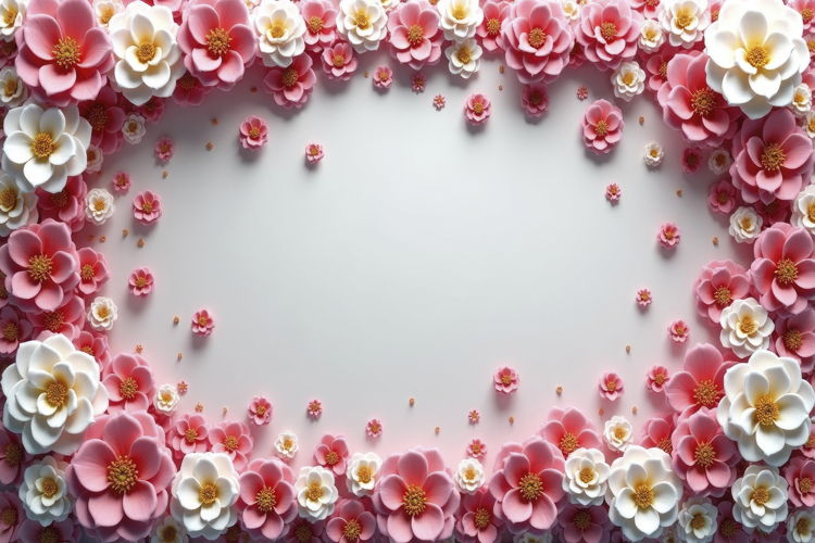 Pink White Flowers Border Background
