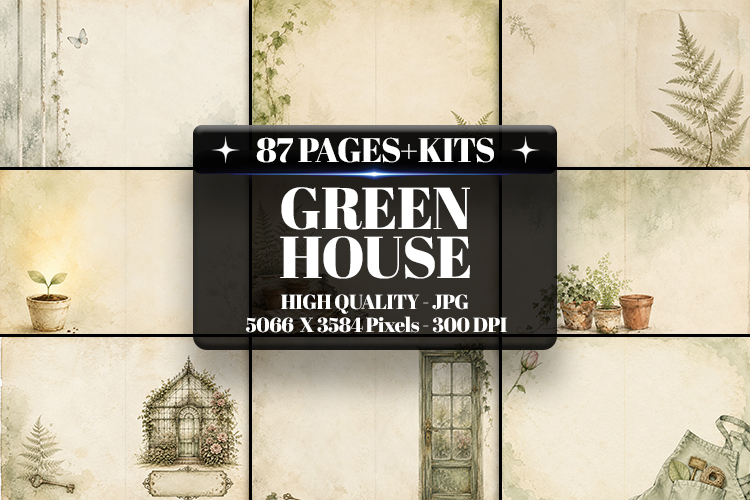 Green House Digital Paper | Junk Journal Pages