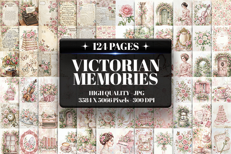 Victorian Memories Digital Paper | Junk Journal Pages
