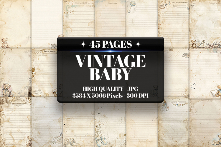 Vintage Baby Digital Paper | Baby Journal JPG Paper