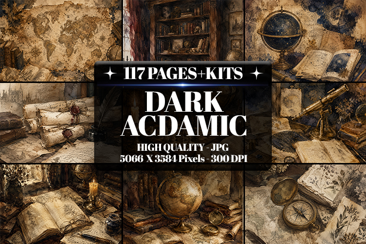 Dark Academic Digital Paper | Junk Journal Pages