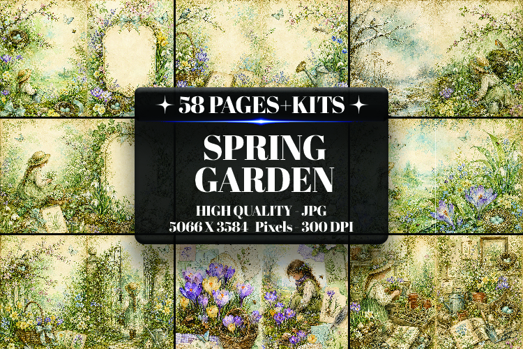 Spring Garden Digital Paper | Junk Journal Pages