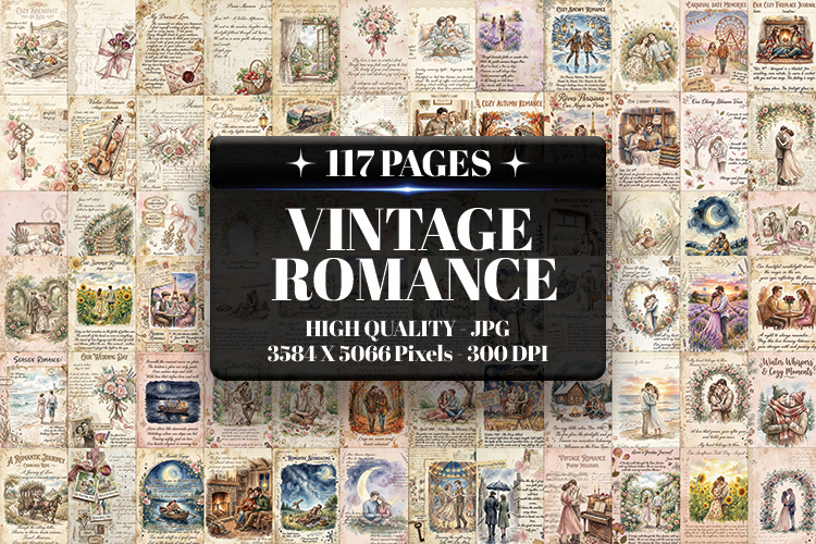 Vintage Romance Digital Paper | Junk Journal Pages