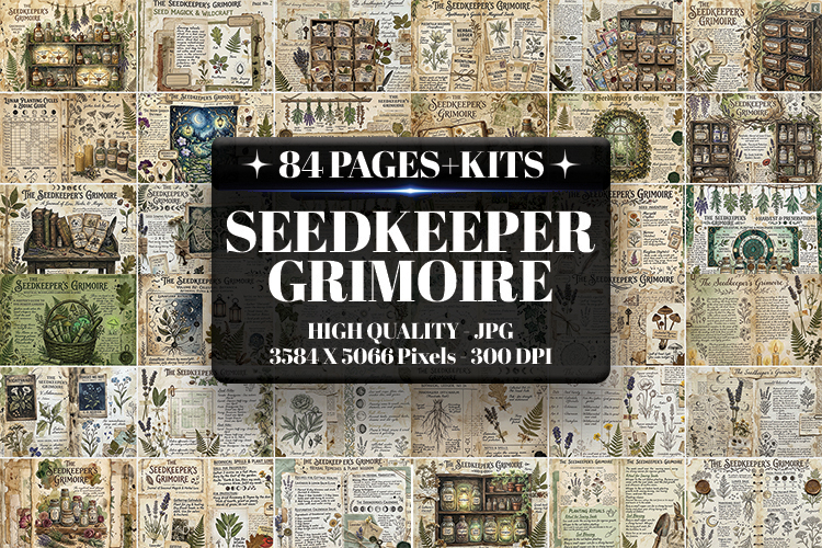 Seedkeeper Grimoire Digital Paper| Junk Journal Pages