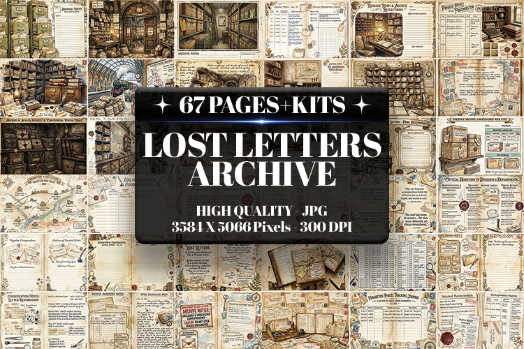 Lost Letters Archive Digital Paper | Junk Journal Pages