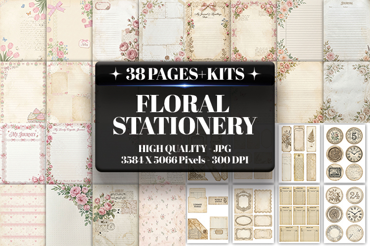 Floral Stationery Digital Paper | Junk Journal Pages