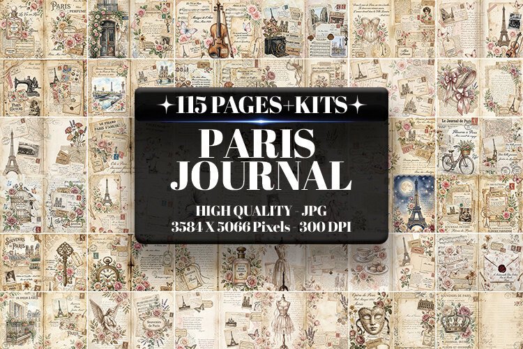 Paris Journal Junk Journal Digital Kit| Junk Journal example image 1