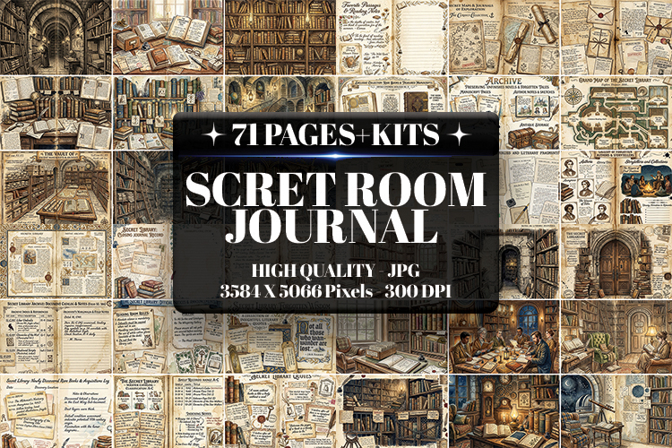 Secret Room Journal Digital Paper | Junk Journal Pages