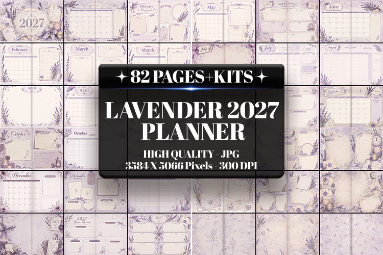 Lavender 2027 Planner Digital Paper | Junk Journal Pages