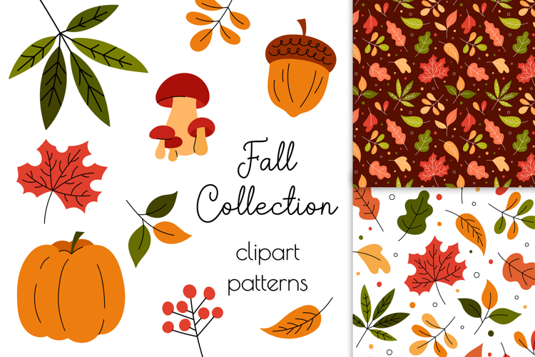 Autumn Leaves Clipart PNG | SVG Fall Clip Art Bundle Foliage