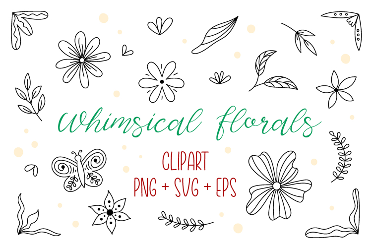 Floral Clipart Bundle PNG SVG | Cute Flowers Vector Doodles