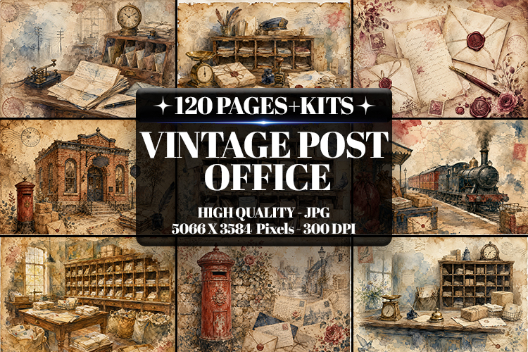 Vintage Post Office Digital Paper | Junk Journal Pages