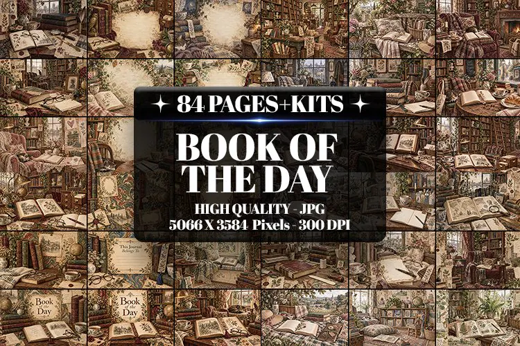 Book of the Day Junk Journal Digital Kit| Junk Journal