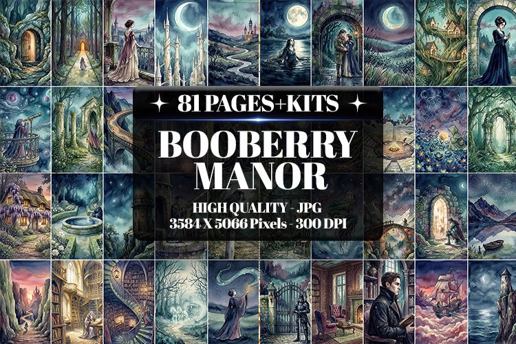 Booberry Manor Gothic Junk Journal Kit| Junk Journal example image 1