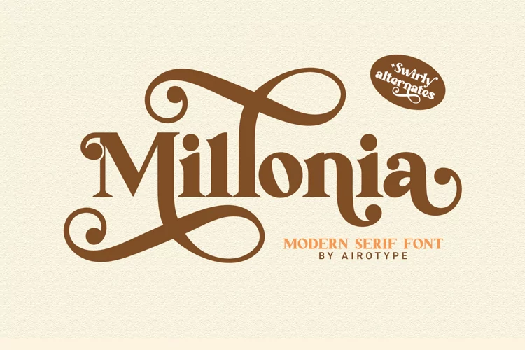 Millonia - Modern Serif Font with Extra Swirl Glyphs