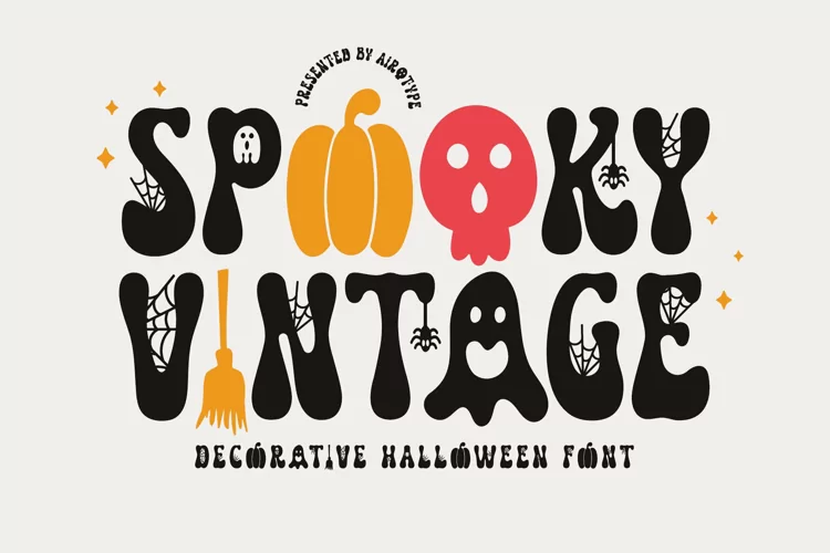 Spooky Vintage - Retro Halloween Font with Spider Web