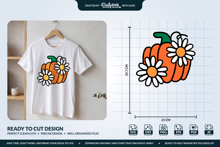 Pumpkin and Daisies SVG