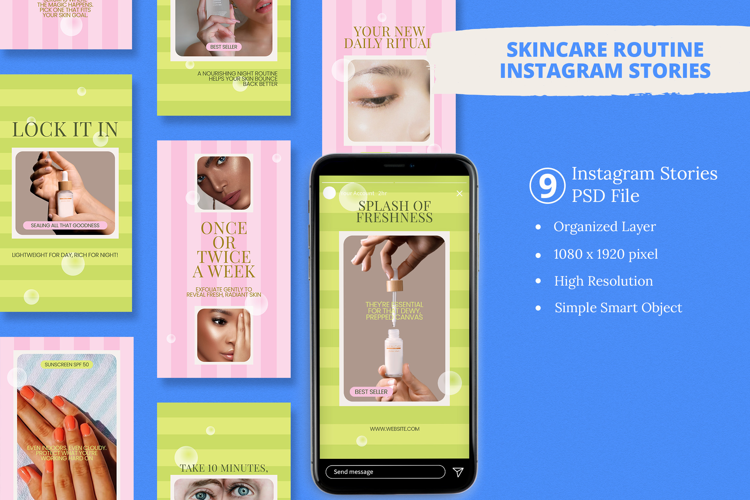 Skincare Routine Instagram story & Canva Template