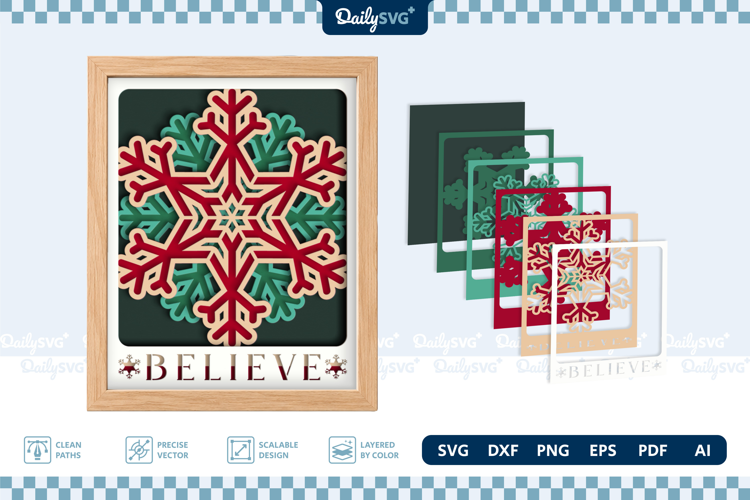 Snowflake Layered Shadow Box SVG Winter Christmas Decor