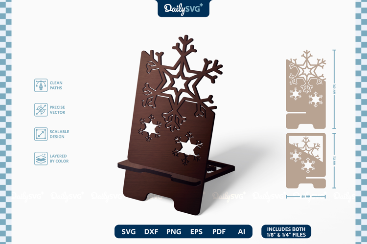 Snowflake Phone Holder SVG | Laser Cut Desk Stand