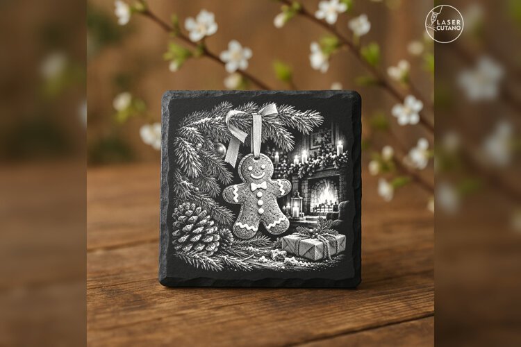 The Ribboned Gingerbread Guest Christmas Engraving PNG example image 1