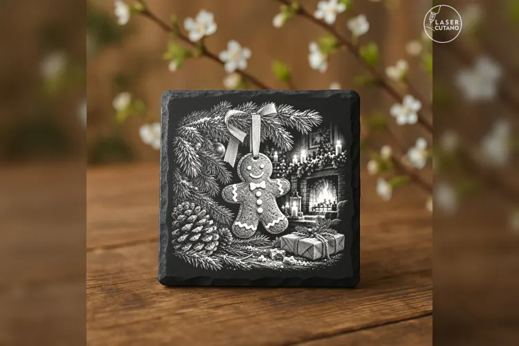 The Ribboned Gingerbread Guest Christmas Engraving PNG