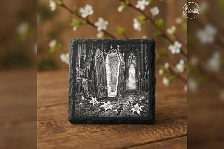 The Velvet Farewell Gothic Halloween Laser Engraving PNG example image 1