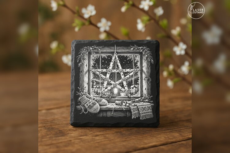The Window Star of Twigs Christmas Laser Engraving PNG example image 1
