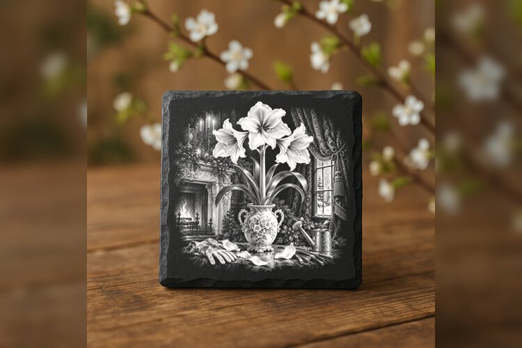 Amaryllis Drawing Room Christmas Laser Engraving PNG example image 1
