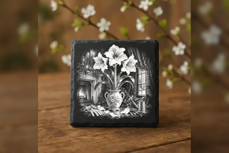 Amaryllis Drawing Room Christmas Laser Engraving PNG