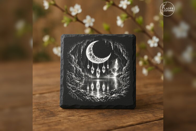 The Crystal Moonfall Gothic Celestial Laser Engraving PNG example image 1