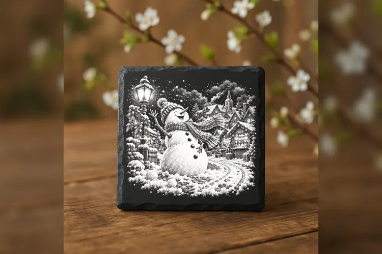 The Laughing Scarf Snowman Laser Engraving PNG