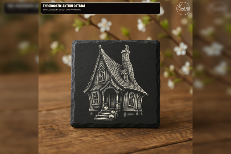 The Crooked Lantern Cottage Halloween Village PNG
