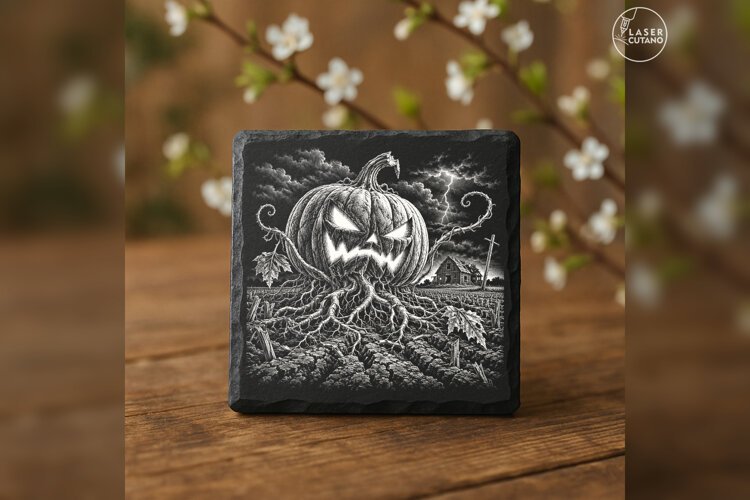 The Rootbound Scowl Pumpkin Halloween Laser Engraving PNG example image 1