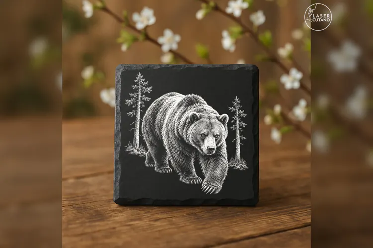 The Pine-Shadow Bear Woodland Animal Laser Engraving PNG