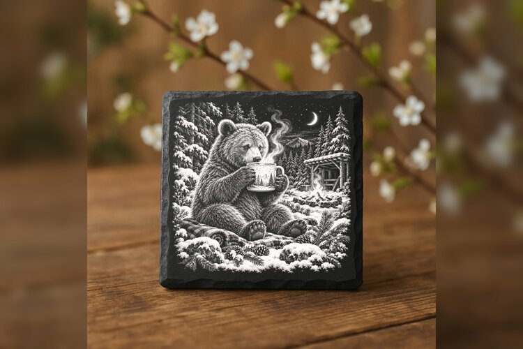 The Bear's Big Winter Mug Winter Drink Laser Engraving PNG example image 1