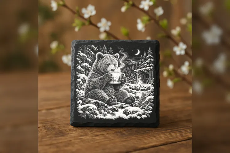 The Bear's Big Winter Mug Winter Drink Laser Engraving PNG