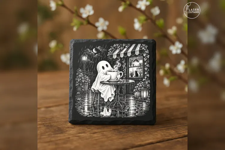 The Moonlit Mug Cute Spooky Halloween Laser Engraving PNG