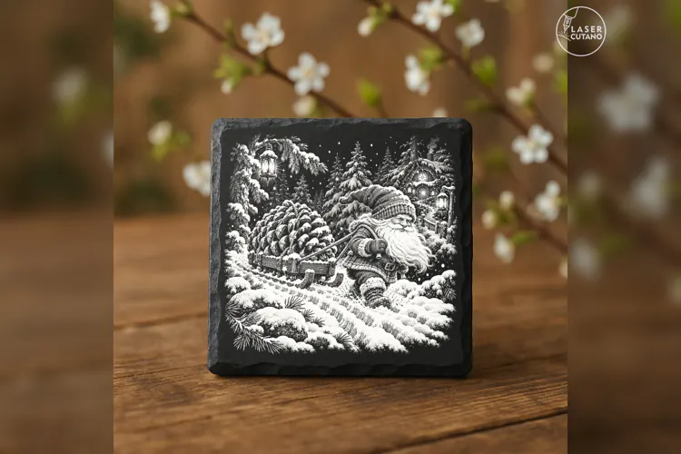Pinecone Sled Courier Christmas Laser Engraving PNG