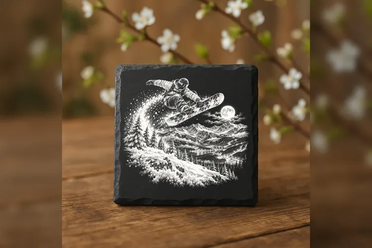 Moonridge Snowboarder Winter Wonderland Engraving PNG
