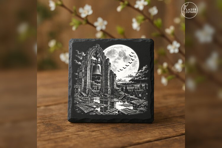 The Belfry Moonrise Gothic Celestial Laser Engraving PNG example image 1