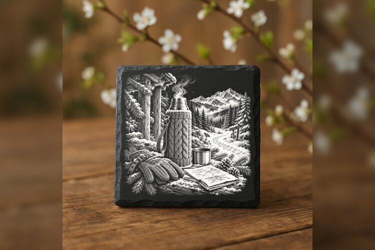 The Knitted Thermos Trail Winter Drink Laser Engraving PNG example image 1
