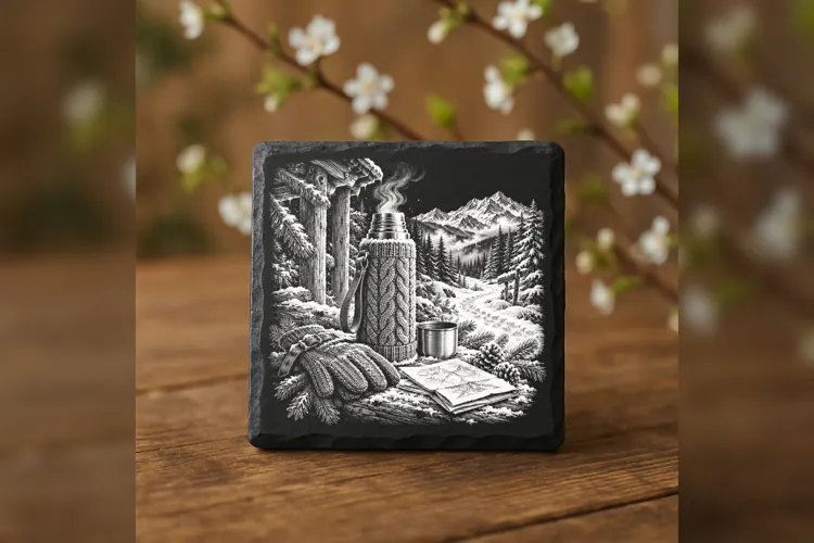 The Knitted Thermos Trail Winter Drink Laser Engraving PNG