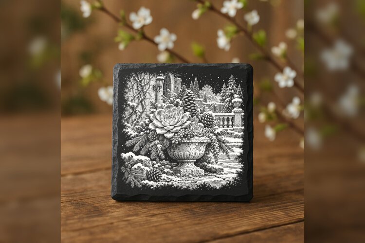 The Succulent Pinecone Urn Laser Engraving PNG example image 1